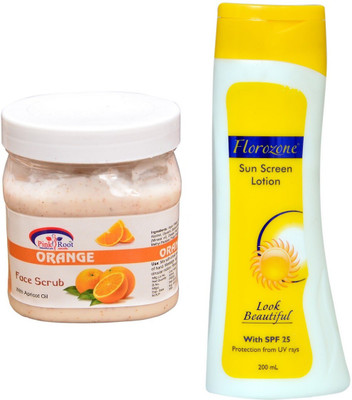 

Pink Root Orange Scrub 500ml and Florozone Sun Screen Lotion With SPF 25(Set of 2)