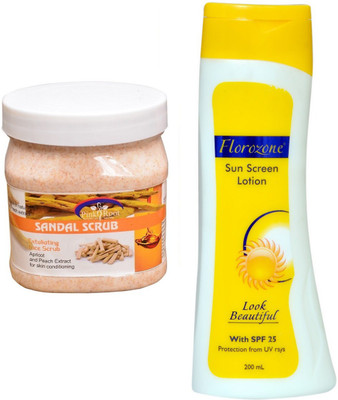 

Pink Root Sandal Scrub 500ml and Florozone Sun Screen Lotion With SPF 25(Set of 2)