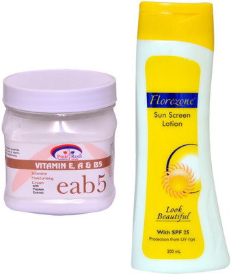 

Pink Root Vitamin eab5 Cream 500ml and Florozone Sun Screen Lotion With SPF 25(Set of 2)