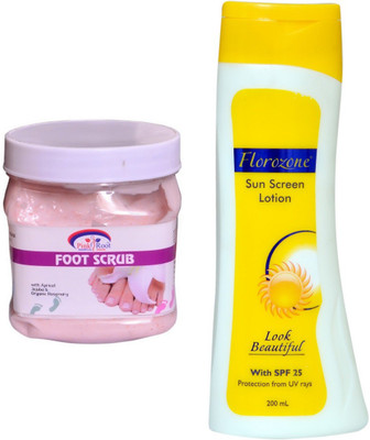 

Pink Root Foot Scrub 500ml and Florozone Sun Screen Lotion With SPF 25(Set of 2)