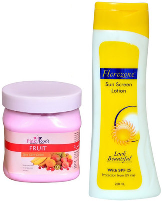 

Pink Root Fruit Cream 500ml and Florozone Sun Screen Lotion With SPF 25(Set of 2)