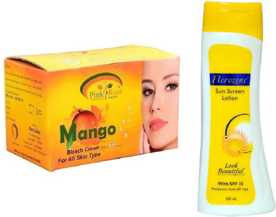 Pink Root Mango Bleach 250g and Florozone Sun Screen Lotion With SPF 25(Set of 2)