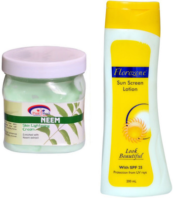 

Pink Root Neem Cream 500ml and Florozone Sun Screen Lotion With SPF 25(Set of 2)