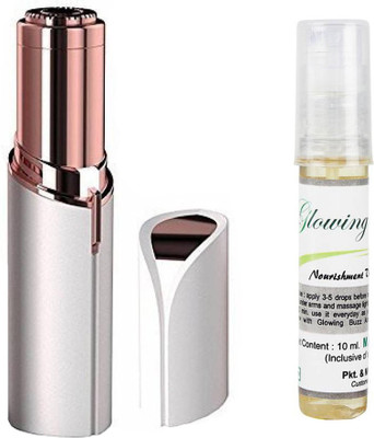 

Glowing Buzz Combo Of Facial Hair Removal And Herbal Vitamin E Oil Best Combo Kit For Face Care For Women Cordless Trimmer/ Hair Remover For Mouth Chin Cheeks And Herbal Nourishment Vitamin E Oil For All Skin Type(Set of 2)