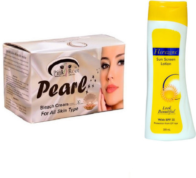 

Pink Root Pearl Bleach 250g and Florozone Sun Screen Lotion With SPF 25(Set of 2)