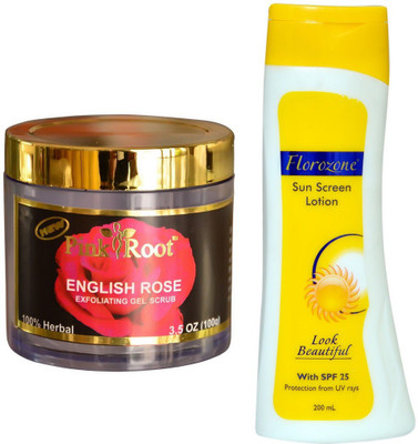 

Pink Root English Rose 100gm and Florozone Sun Screen Lotion With SPF 25(Set of 2)