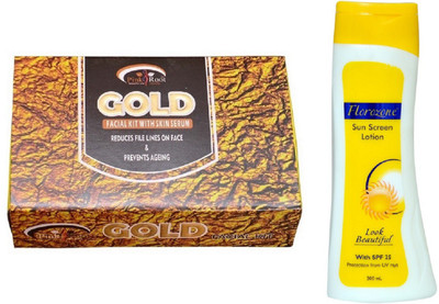 

Pink Root Gold Facial Kit 83gm and Florozone Sun Screen Lotion With SPF 25(Set of 2)