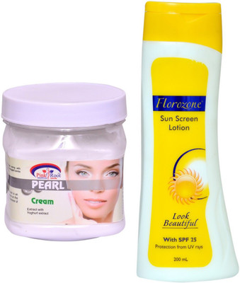 

Pink Root Pearl Cream 500ml and Florozone Sun Screen Lotion With SPF 25(Set of 2)