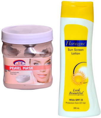 

Pink Root Pearl Mask 500ml and Florozone Sun Screen Lotion With SPF 25(Set of 2)