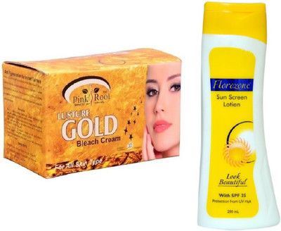 

Pink Root Gold Bleach 250g and Florozone Sun Screen Lotion With SPF 25(Set of 2)