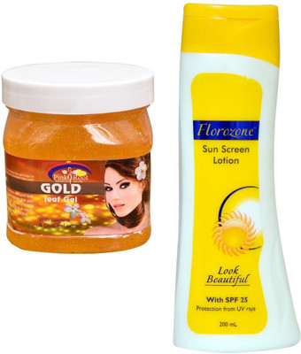 

Pink Root Gold Leaf Gel 500ml and Florozone Sun Screen Lotion With SPF 25(Set of 2)