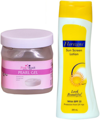 

Pink Root Pearl Gel 500ml and Florozone Sun Screen Lotion With SPF 25(Set of 2)