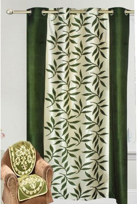 TrueValue Creations 272 cm (9 ft) Polyester Long Door Curtain Single Curtain(Self Design, Kolavery Green Multicolor)