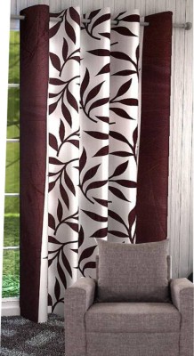 TrueValue Creations 272 cm (9 ft) Polyester Semi Transparent Long Door Curtain Single Curtain(Printed, Kolavery Brown Coffee Multicolor)