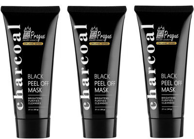 

Prague Activated Charcoal Peel Off Black Mask Face Pack (Deep Skin Cleansing, Pack of 3)(60 ml)