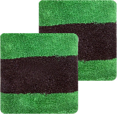 

GymWar Wristband Wrist and sports band made with pure cotton Fitness Band(Green, Black, Pack of 2), Black;dark green
