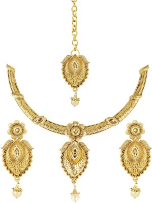 Shining Jewel Brass Gold-plated Gold, White Jewellery Set(Pack of 1)