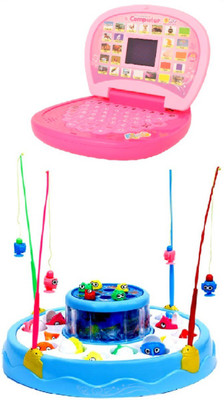 

New Pinch combo of Rotating learning Magnetic Fishing Game with educational Mini screen Laptop for kids(Multicolor)