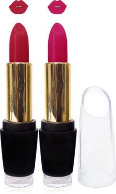 

Seven cosmetics makeup day night matte lipstick super fashion kiss proff non transfer set of 2 color(pink,hot red)