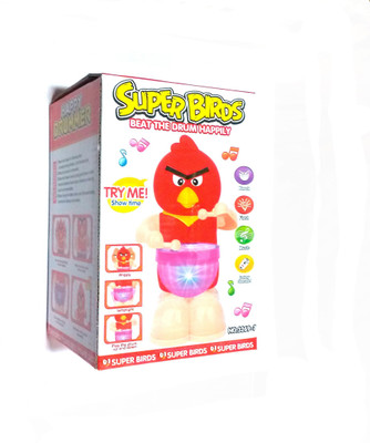 

OM Nawani Super Birds Drummer with Light music, Size- 18/11 cm(Multicolor)