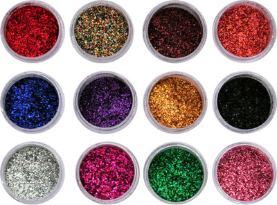 

Vozwa Colourful Sparkles Nail Art Glitter Powder 12 Pcs(Multicolor)