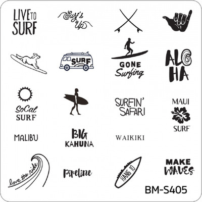 

Bundle Monster Hangloose Nail Art Stamping Plate Gone Surfing BM-S405(Silver)
