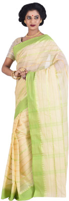 BRISHTI CREATIONS Woven Tant Handloom Cotton Blend Saree(Beige)