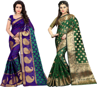 jayant creation Embellished Bollywood Poly Silk Saree(Pack of 2, Multicolor)