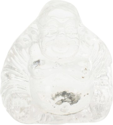 Kesar Zems Glass Laughing Buddha Showpiece (4.5 cm x 3 cm x 4 cm, Clear) Decorative Showpiece  -  0.5 cm(Stone, Clear)