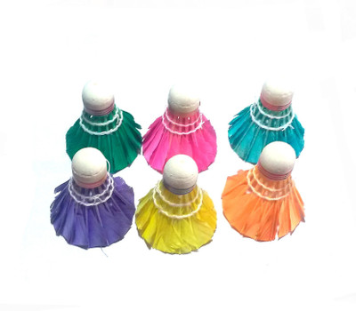 

MK 6 pcs badminton shuttlecocks Feather Shuttle - Multicolor(Medium, 77, Pack of 6)