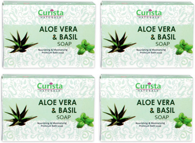 

Curista Naturals Alovera & Basil Handmade Moisturising Soap combo of 4 soaps(300 g, Pack of 4)