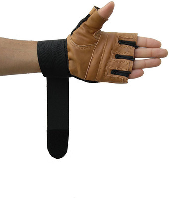 

DreamPalace India Leather Gym Gloves With Wrist Support Gym & Fitness Gloves (, Brown