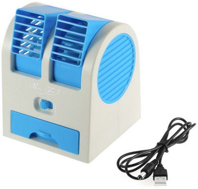 

CONNEXIAL IT Air Mini Fan & Portable Dual Bladeless Small Air Conditioner Water Air Cooler Powered By USB & Battery Use Of Car/Home/Office Connex-Air USB Fan(Blue)