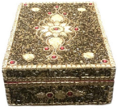 fundatraders Handmade design vanity box, jewellery box, makeup box Vanity Box(golden)