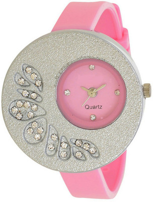 

Maxi Retail Fashionable Diamond Studded DG-Pink Analogue Watch - For Girls