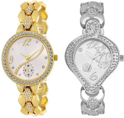 

Rage Enterprise Designer Rich look Diamond Fancy Braslate Set of 2 Women Watch - For Girls