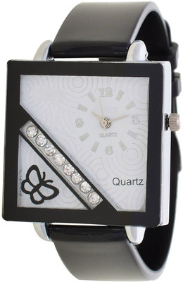 

Maxi Retail Square Diamond Studded SP-Black Analogue Watch - For Girls