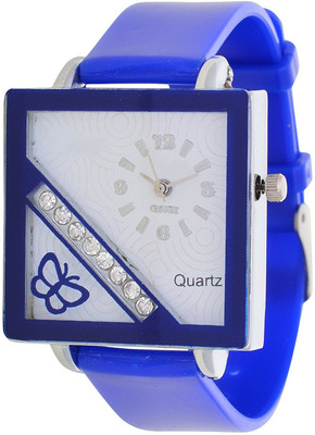 

Maxi Retail Square Diamond Studded SP-Blue Analogue Watch - For Girls