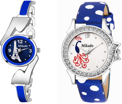 

Mikado Blue Bracelet And Blue Analog watches combo Watch - For Girls