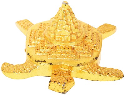 Kesar Zems Zinc Shree Yantra on Tortoise (7 cm x 6 cm x 3 cm, Gold) Plated Yantra