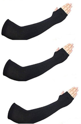 PinKit Nylon Arm Sleeve For Men & Women(Free, Black)