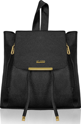 

Kleio Stylish Trendy Metallic PU College Backpack for Travel For Women / Girls 15 L Backpack(Black)