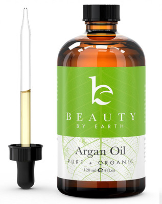 

Beauty by Earth Organic Moroccan Argan Oil; Pure Virgin, Cold Pressed Anti-Aging Miracle Beauty Secret for Face, Hair, Nails and Skin 4 oz(120 ml)