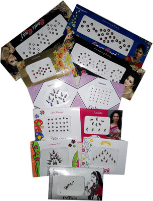 

GreenViji Indian Style Smallest Size Rare Collection Colored Bindi Combo Set of 11 Pcs Women:Girls Multicolor Bindis(Bindi)
