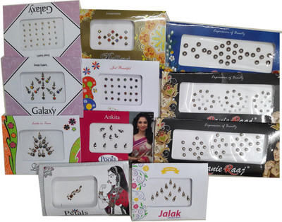 

GreenViji Indian Style Smallest Size Rare Collection Colored Bindi Combo Set of 11 Pcs Women:Girls Multicolor Bindis(Bindi)