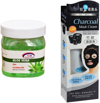 

Pink Root Aloe Vera Gel 500ml, Charcoal Mask Cream Anti-blackhead(Set of 2)