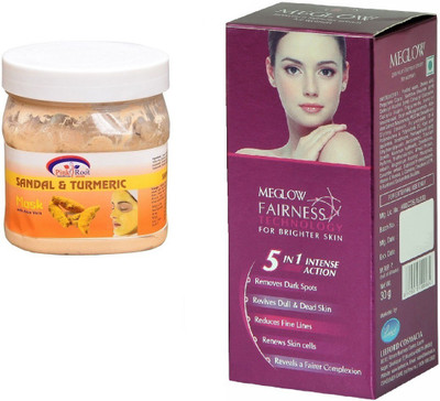 

Pink Root Sandal & Turmeric Mask 500ml and Meglow Fairness 5in1 Intense Action(Set of 2)