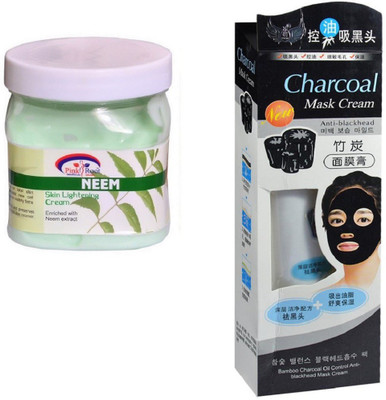 

Pink Root Neem Cream 500ml, Charcoal Mask Cream Anti-blackhead(Set of 2)