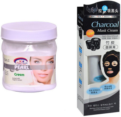 

Pink Root Pearl Cream 500ml, Charcoal Mask Cream Anti-blackhead(Set of 2)