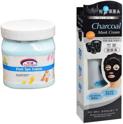 

Pink Root Foot Spa Cream 500ml, Charcoal Mask Cream Anti-blackhead(Set of 2)